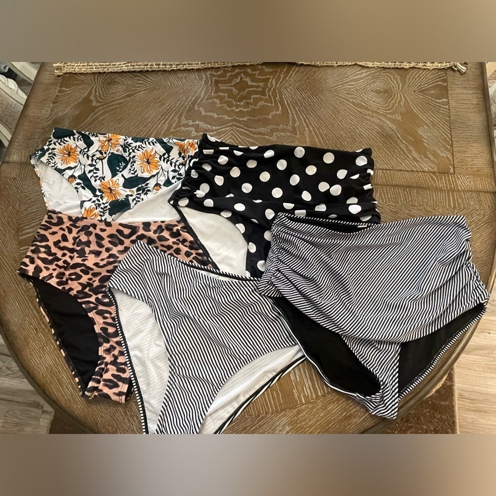 Amazon Bundle Swimwear‎ Bottoms- Floral, Polka Dot, Leopard, Striped Size XL